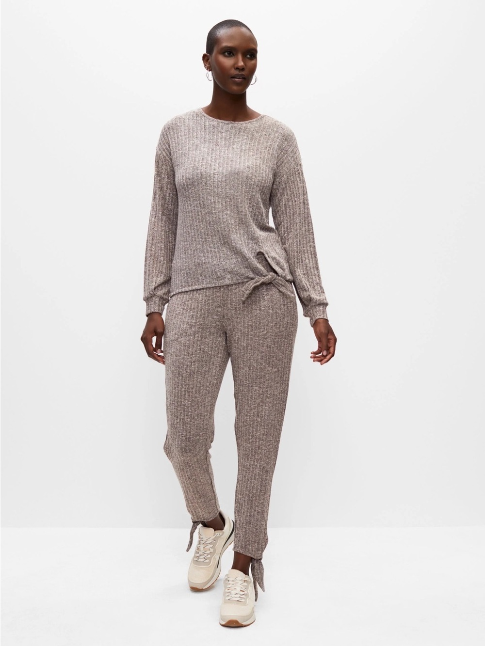 Melanie Lyne Tie Melange Knit Pants Women's Large